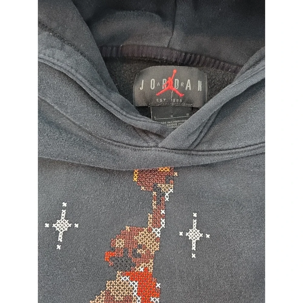 Nike Air Jordan Essentials Stitch Graphic‎ Fleece Hoodie Black DC9713-010 Large